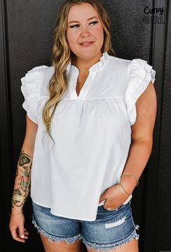 Immagine di CURVY GIRL FLUTTER SLEEVE TEXTURED PLUS SIZE BLOUSE